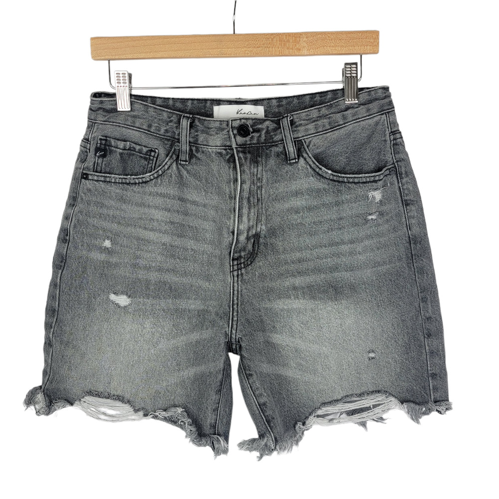Kancan Boyfriend High-Rise Black Denim Shorts 27